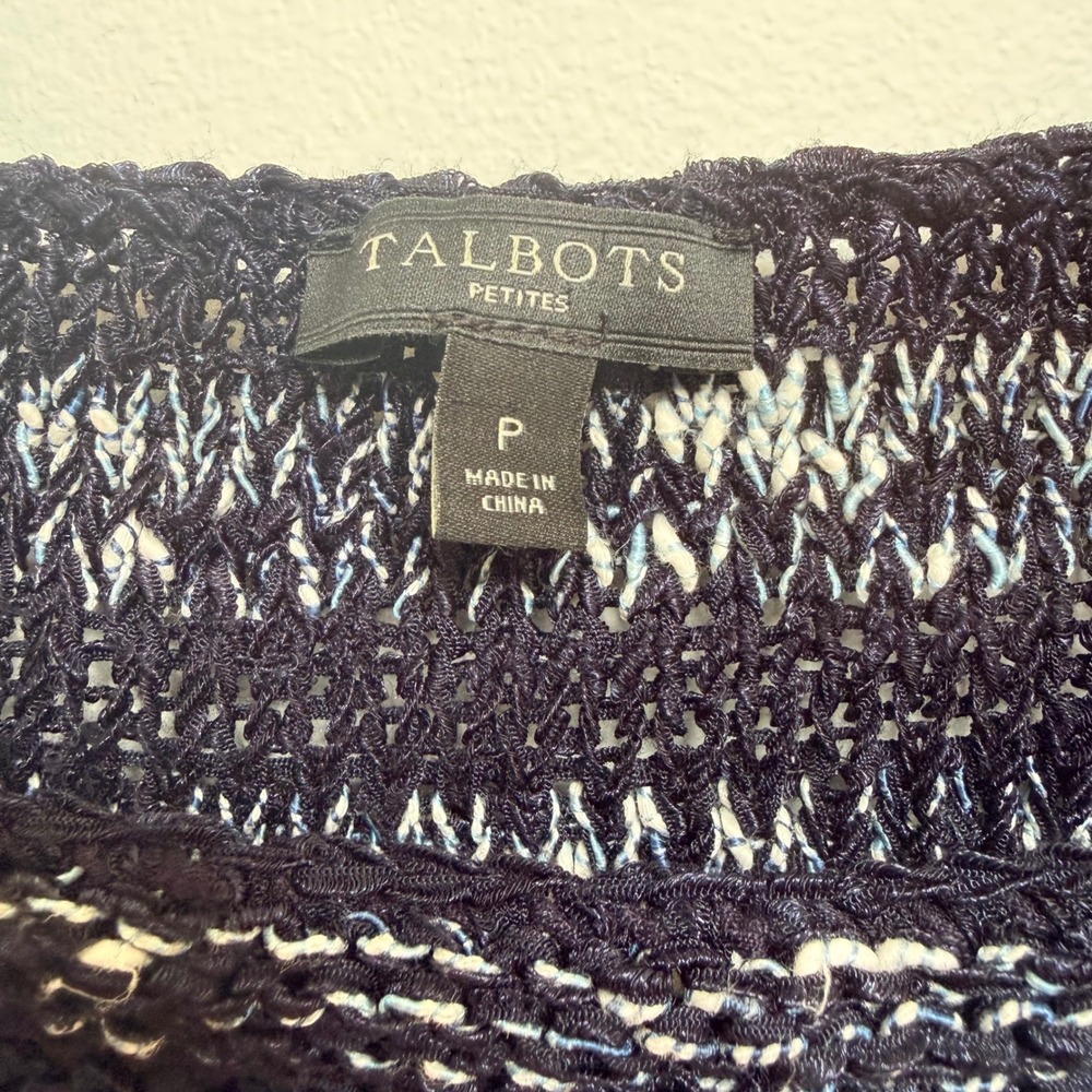 Talbots Petites Navy Marled Knit Sweater Lightweight Boatneck Pullover P Small - Picture 6 of 9